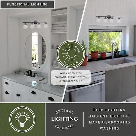 Vaxcel Vaxcel Huntley 4 Light Bronze Farmhouse Schoolhouse Bathroom Vanity — product photo