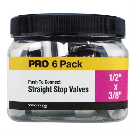 Apollo Apollo 1/2 in. Push-To-Connect x 3/8 in. O.D. Compression Quarter-Turn Straight Stop Valve — product photo