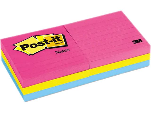 Six neon sticky note pads in a pack