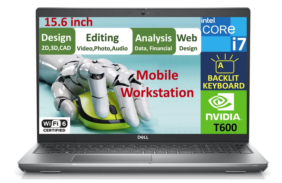 DELL DELL Precision 3571 laptop i7-12800H 32GB DDR5 8TB PCIe SSD NVIDIA T600 15.6" FHD 60Hz Win 10 Pro — product photo