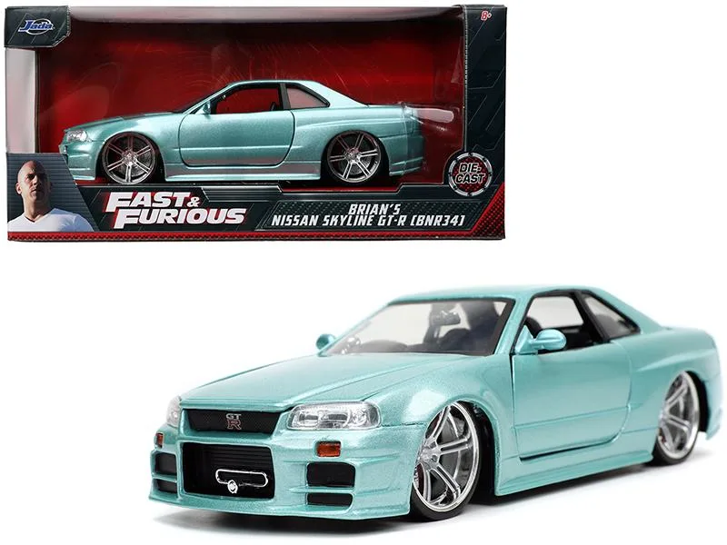 Jada Jada 32608 Nissan Skyline GT-R BNR34 RHD 1/24 Turquoise Metallic vehicle — product photo