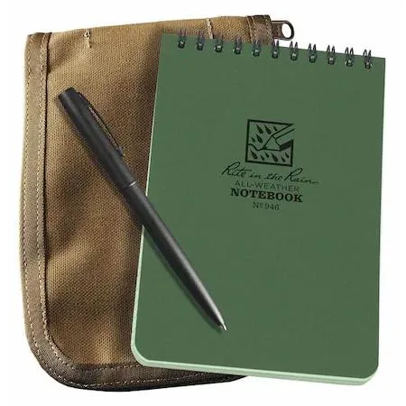 RITE IN THE RAIN RITE IN THE RAIN 946-KIT Notebook Kit 4 x 6 in 50 Sheets Green Cordura Cover Clicker Pen — product photo