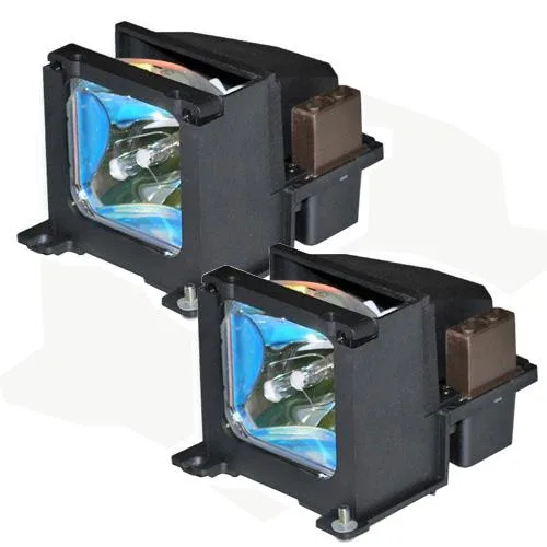 Two new replacement projector lamps in protective packaging