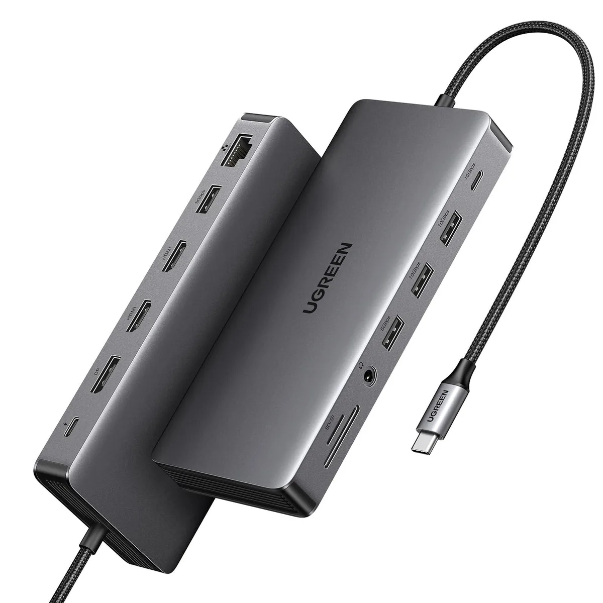 Vszerda Vszerda 13-in-1 USB-C Docking Station 4K Triple Display 10Gbps 100W PD Gigabit Ethernet SD/TF Card Reader Grey — product photo