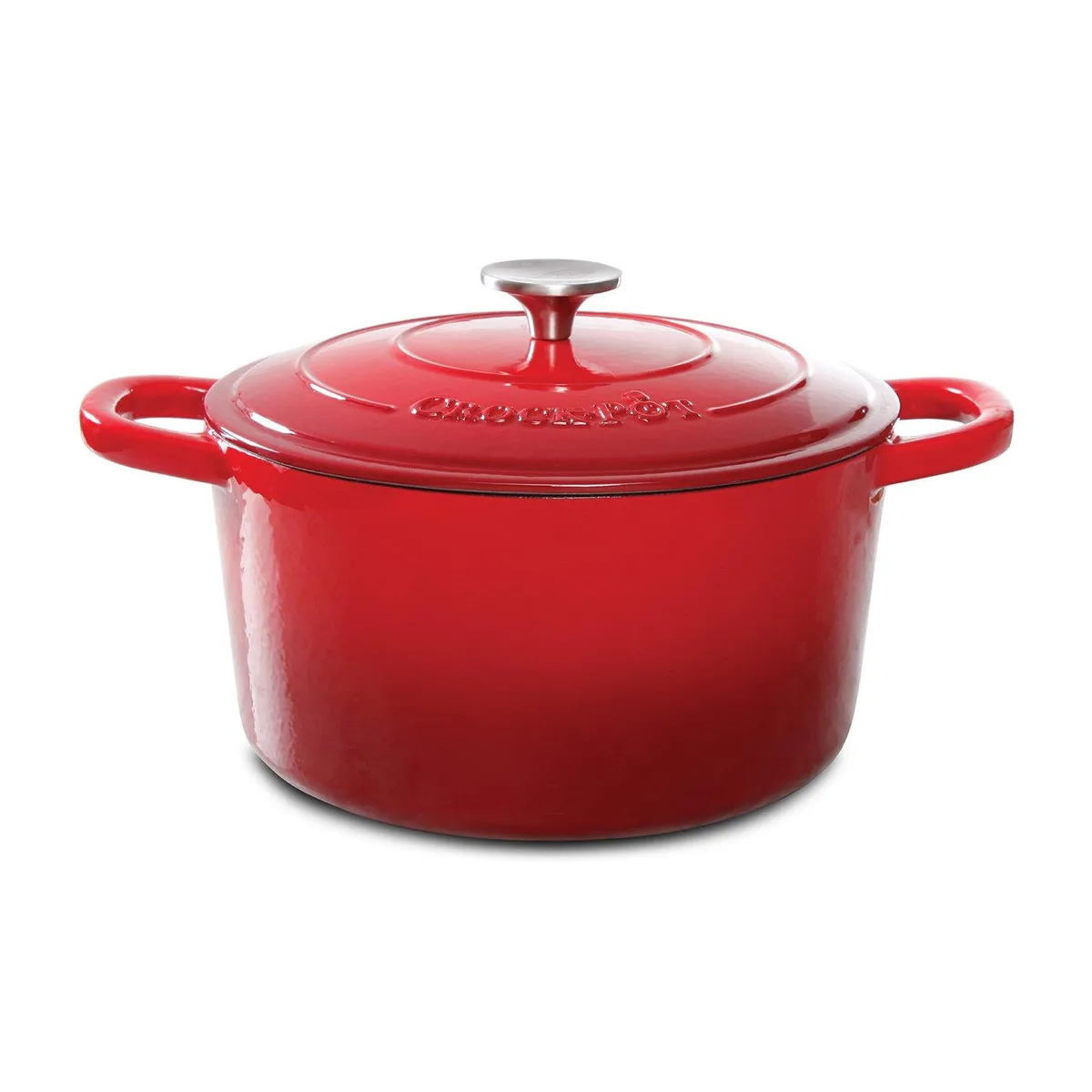 Red 5-quart CrockPot Dutch oven with lid