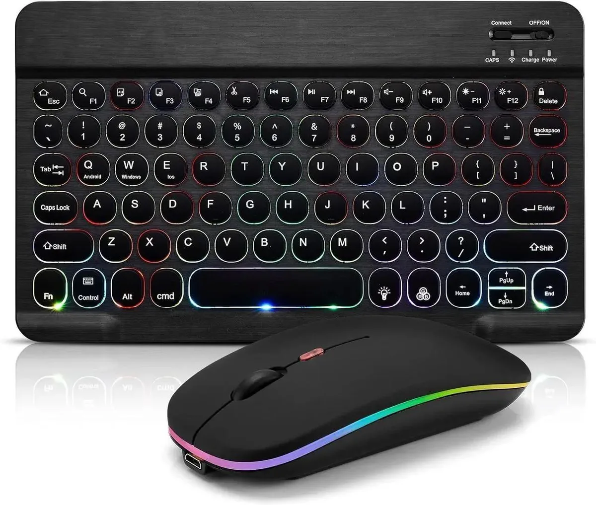 Universal Universal Bluetooth Keyboard &amp; Mouse Combo 7-Color LED Backlit Rechargeable — product photo
