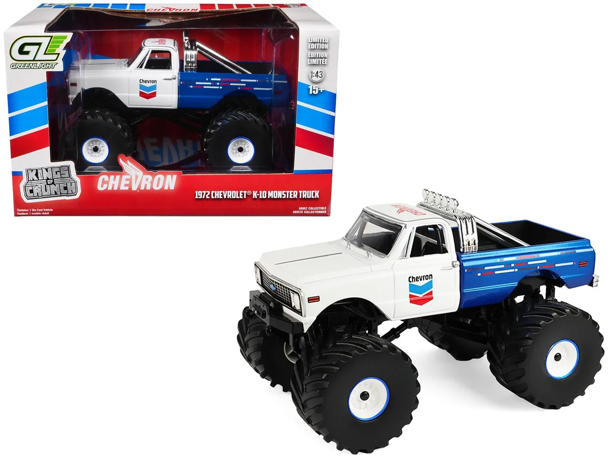 GREENLIGHT GREENLIGHT 1972 Chevrolet K-10 Monster Truck "Chevron 150th Anniversary" 1/43 Diecast hobby collectible — product photo