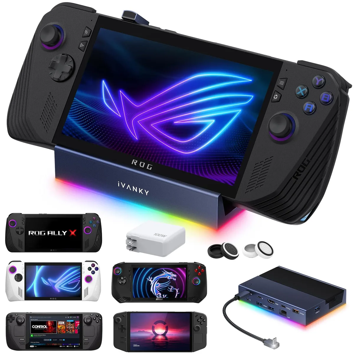 KEHIPI KEHIPI 14-in-1 RGB 4K@144Hz Docking Station 100W PD Steam Deck ROG Ally Legion Go — product photo