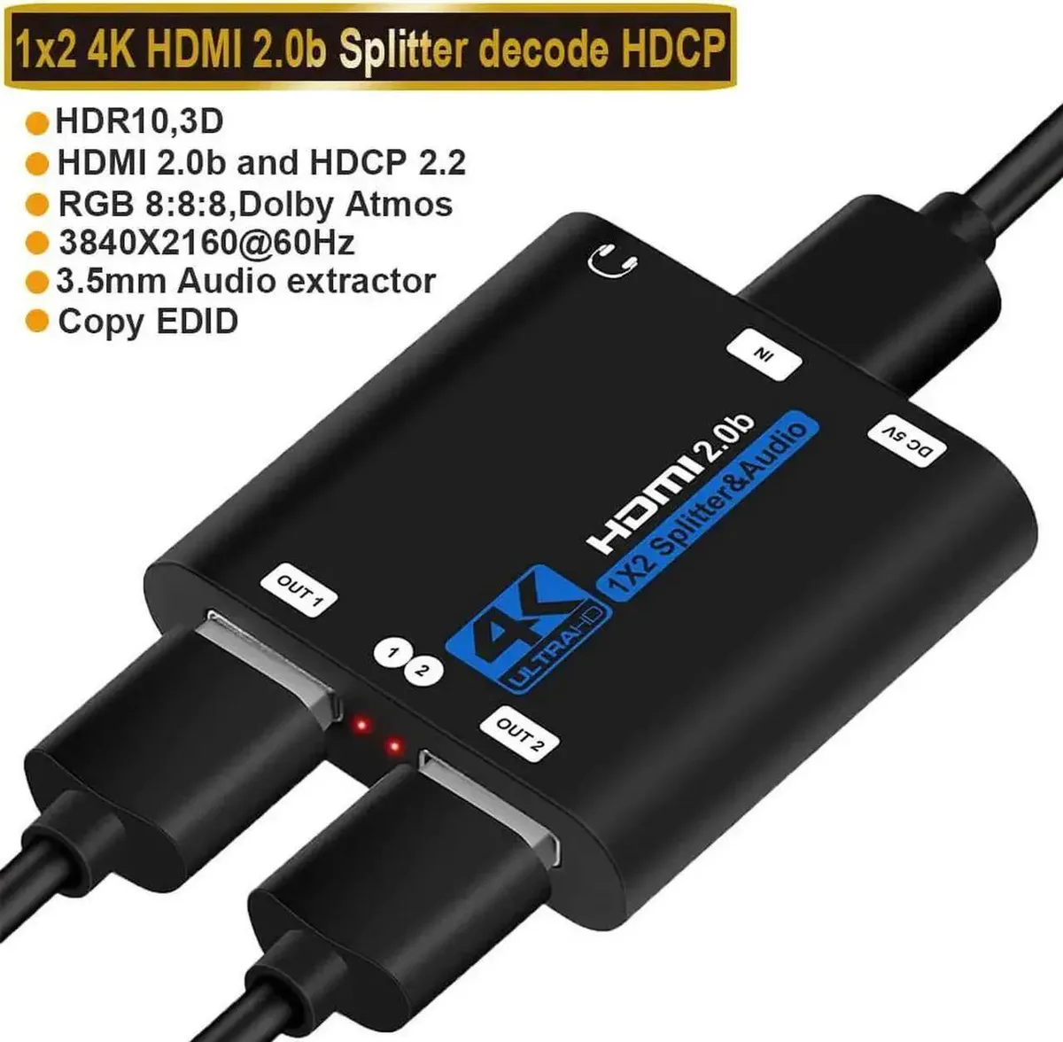 Vszerda Vszerda 4K@60Hz HDMI Splitter 1x2 video splitter — product photo