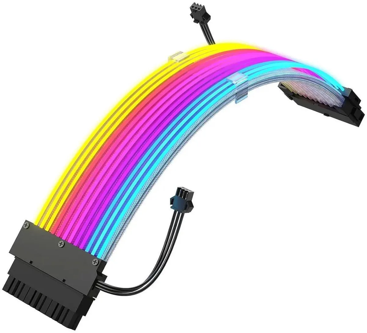 Vszerda Vszerda 24-pin ARGB PSU cable, white aluminium foil braided, 24 LED beads — product photo