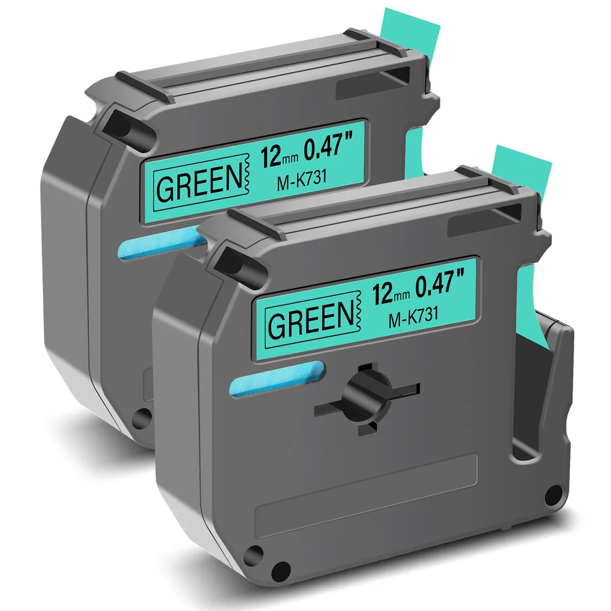 GREENCYCLE GREENCYCLE MK-731 12 mm × 8 m Black on Green label tape 2 pack — product photo