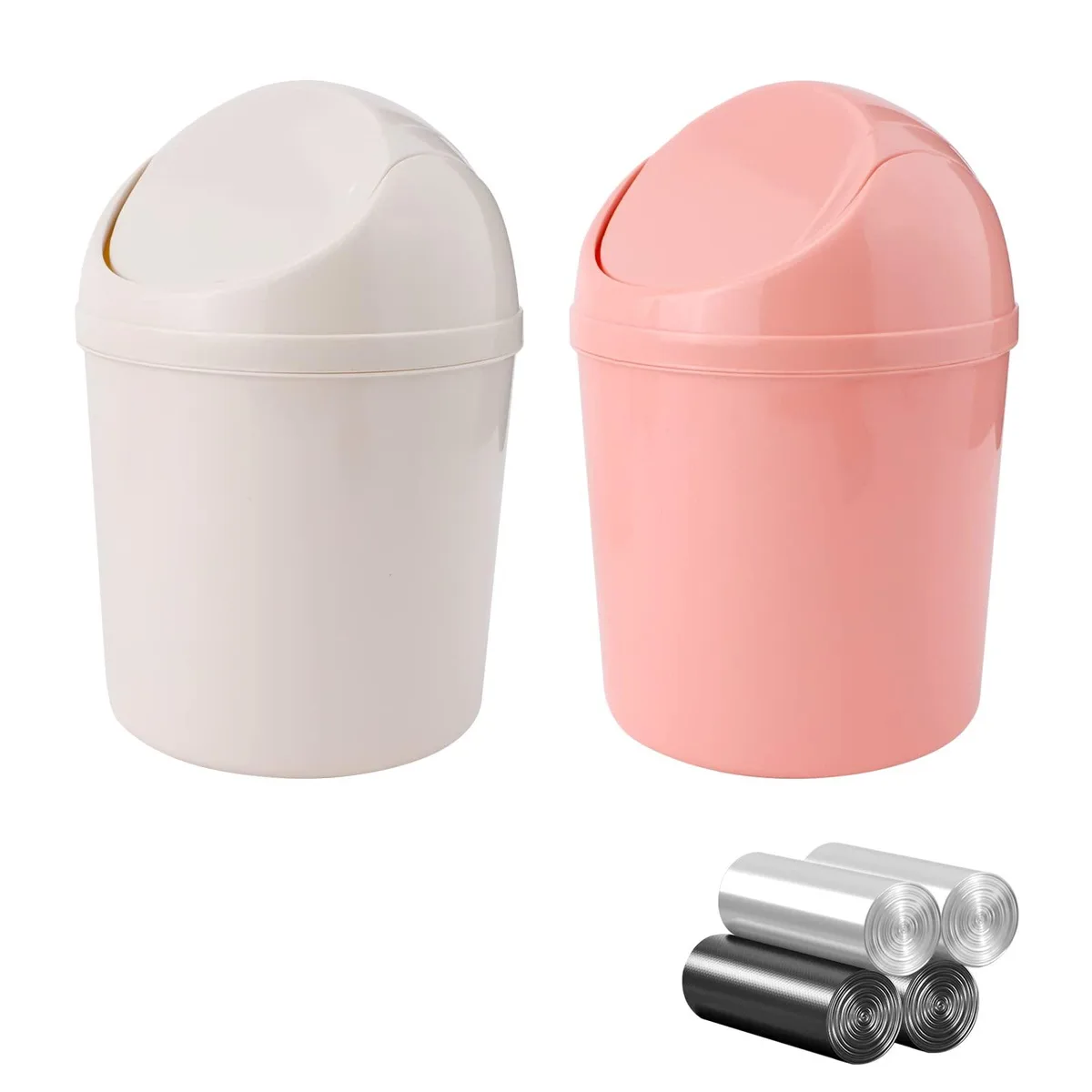 SITAKE lajitong002 2 Pcs 1.5 L Mini Garbage Bin Pink Beige 120 Bags — product photo