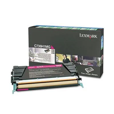 Lexmark C736 magenta toner cartridge, new, rectangular boxed unit