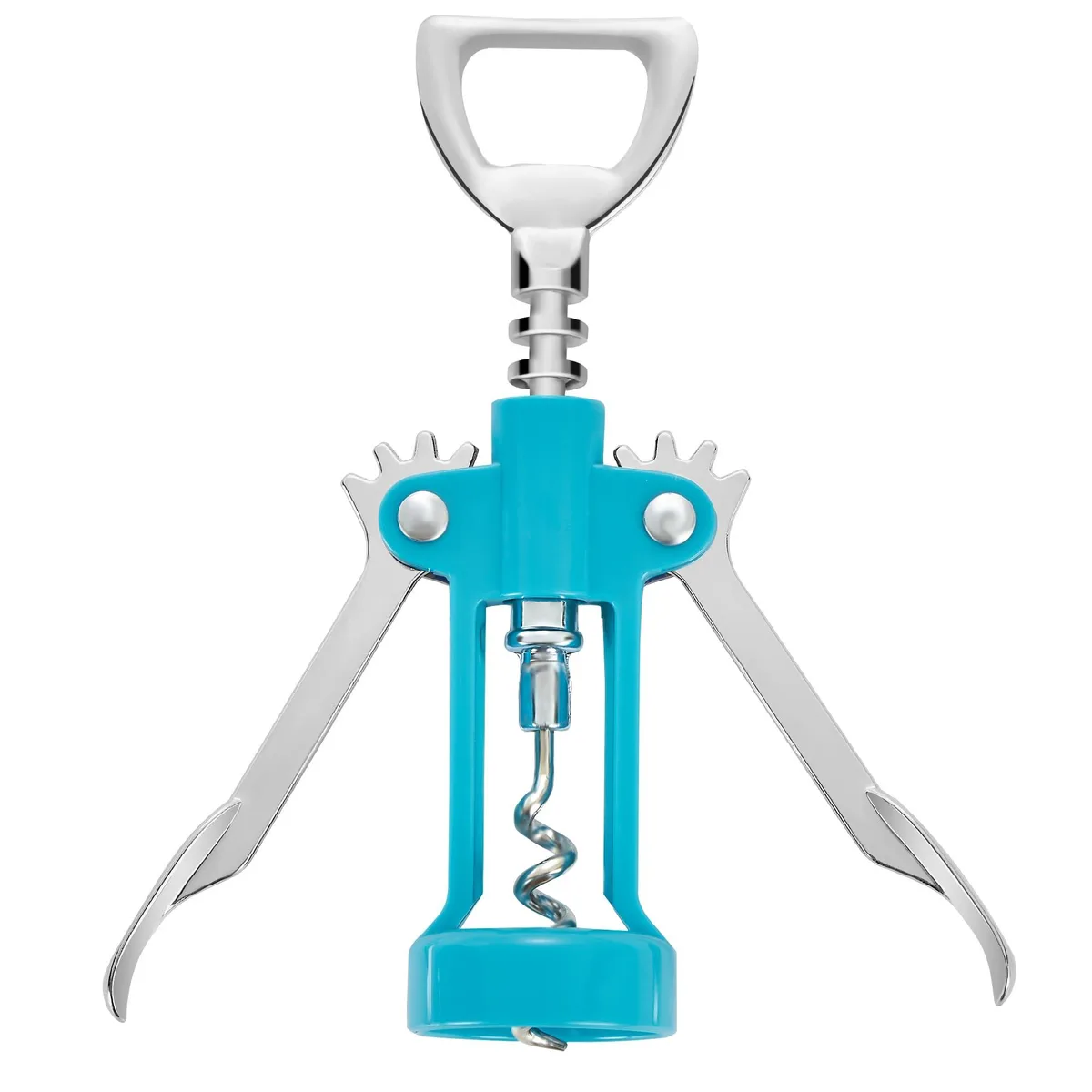 Light blue zinc alloy wing corkscrew bottle opener