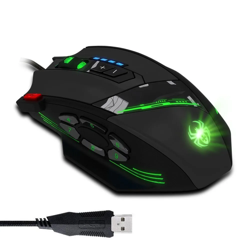 LUOM LUOM C-12 Wired Gaming Mouse 12 Buttons 4000 DPI Black — product photo