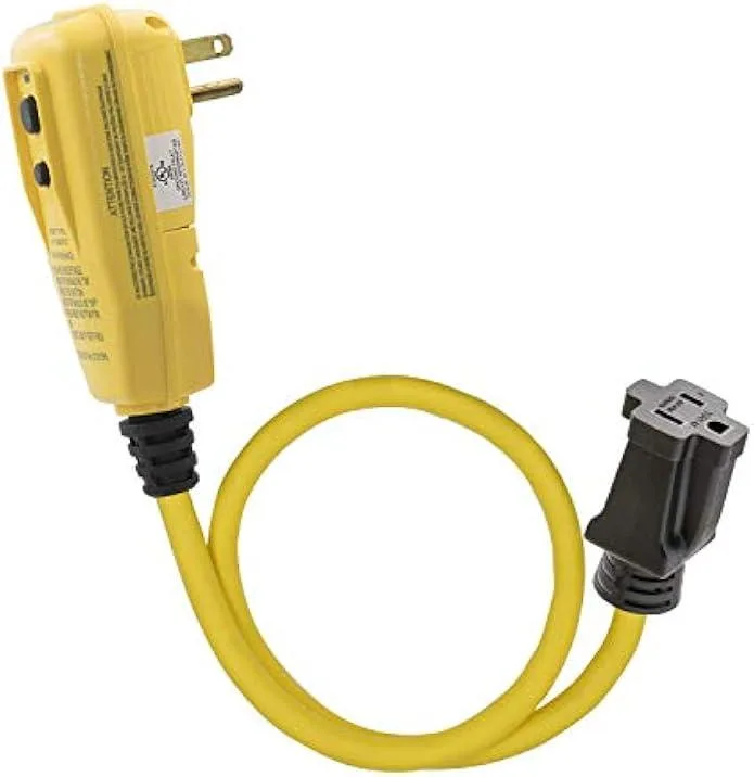 TAURKENAM TAURKENAM 3ft 12 Gauge SJTW GFCI Power Adapter 15A Yellow — product photo