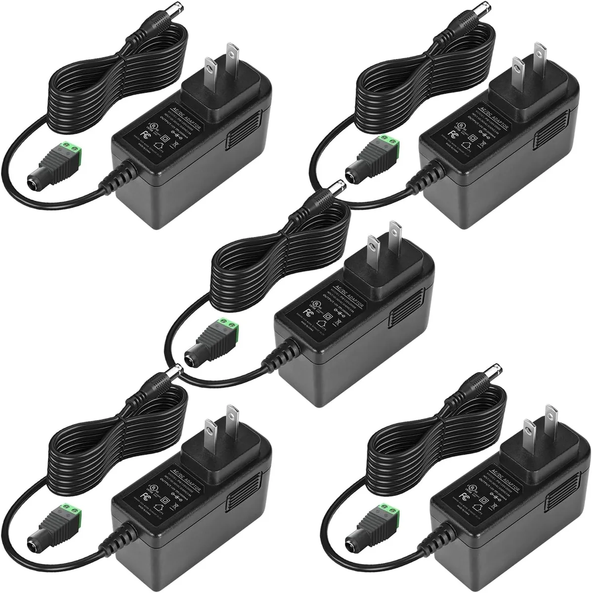 BASEUS BASEUS 12V 2A 24W AC Adapter 5.5x2.1mm US Plug 5 Pack — product photo
