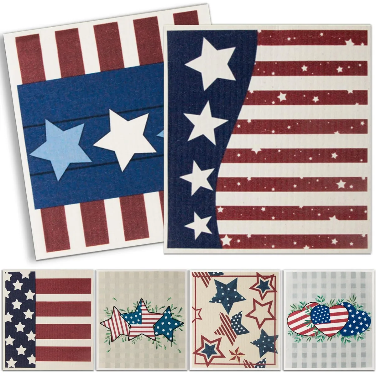  3M Swedish Kitchen Dish Cloths 6 Pack American Flags 19 x 17 cm — product photo