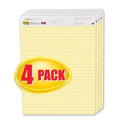 3M 3M 561VAD4PK Self-Stick Easel Pads Ruled 25 x 30 Yellow 4 30-Sheet Pads — product photo
