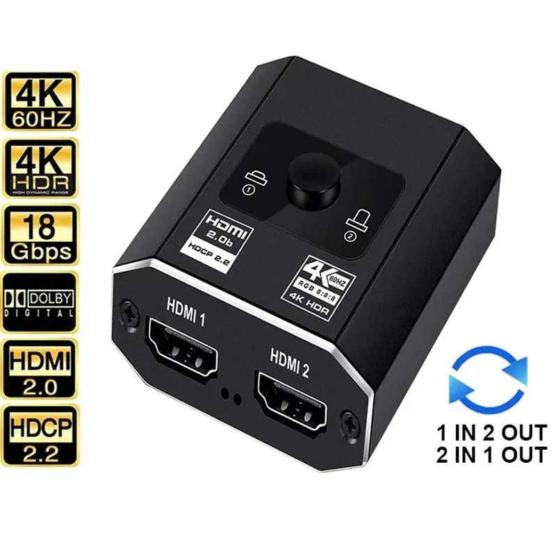 LUOM LUOM 2-Port UHD HDMI Bi-Directional Switch 4K@60Hz 18Gbps — product photo
