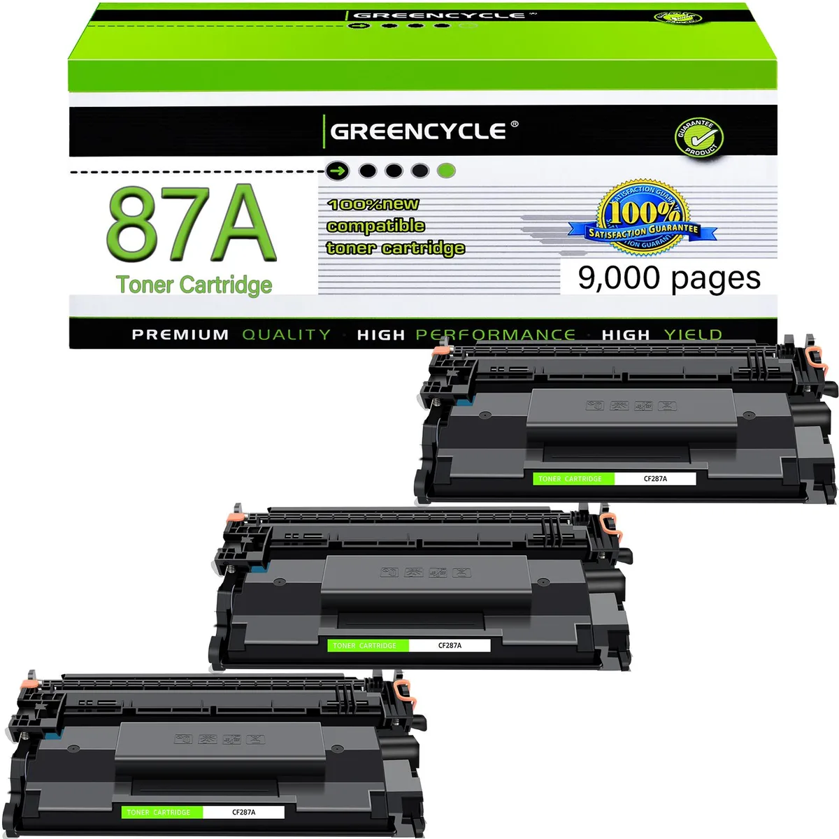 GREENCYCLE GREENCYCLE CF287A toner cartridge 3 pack black 9000 pages — product photo