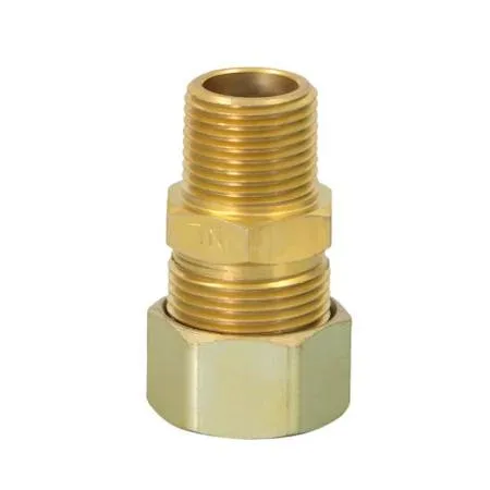 Small brass reducing adapter with compression and male threads