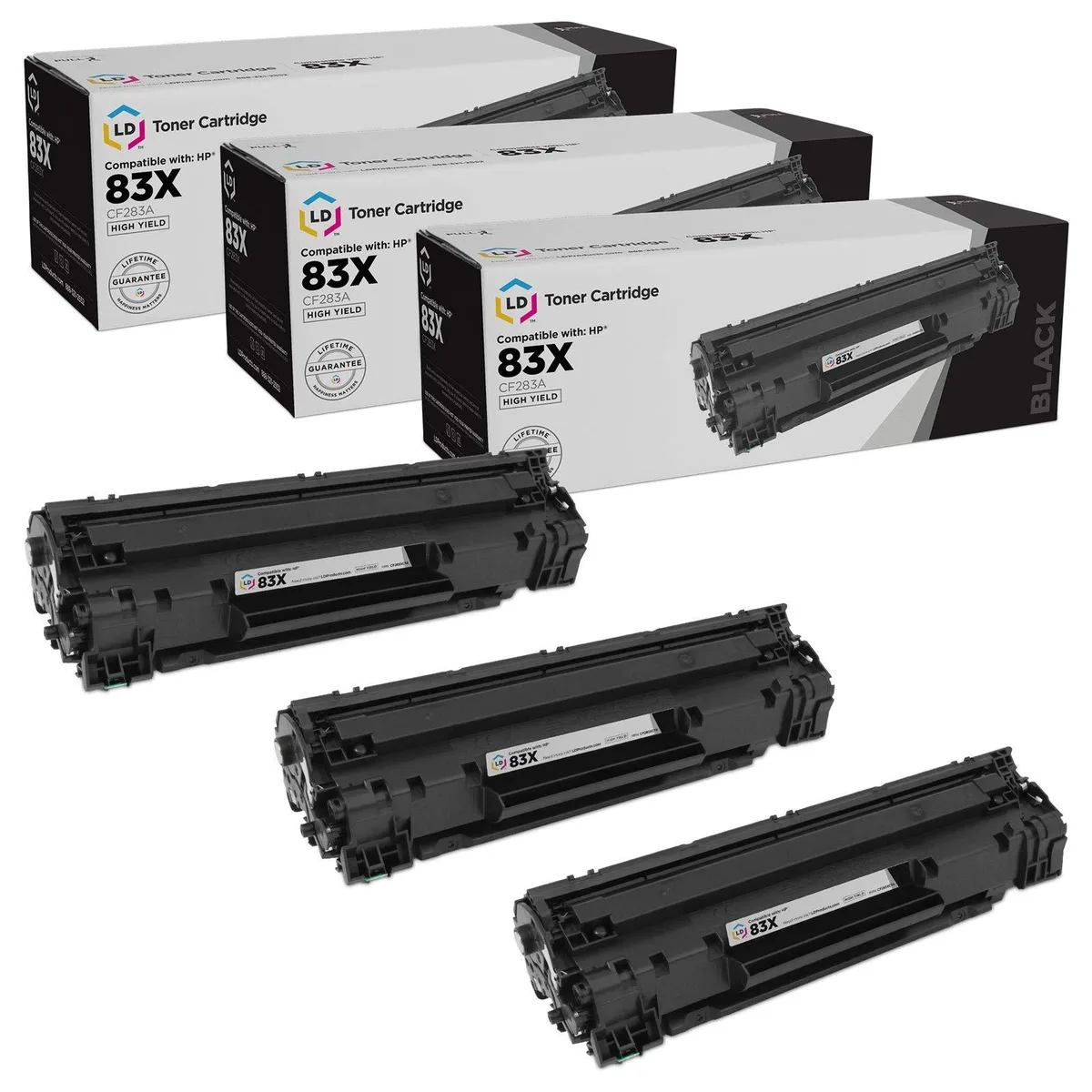 LD Products LD Products Compatible Toner Cartridge HP 83X CF283X High Yield Black 3-Pack — product photo