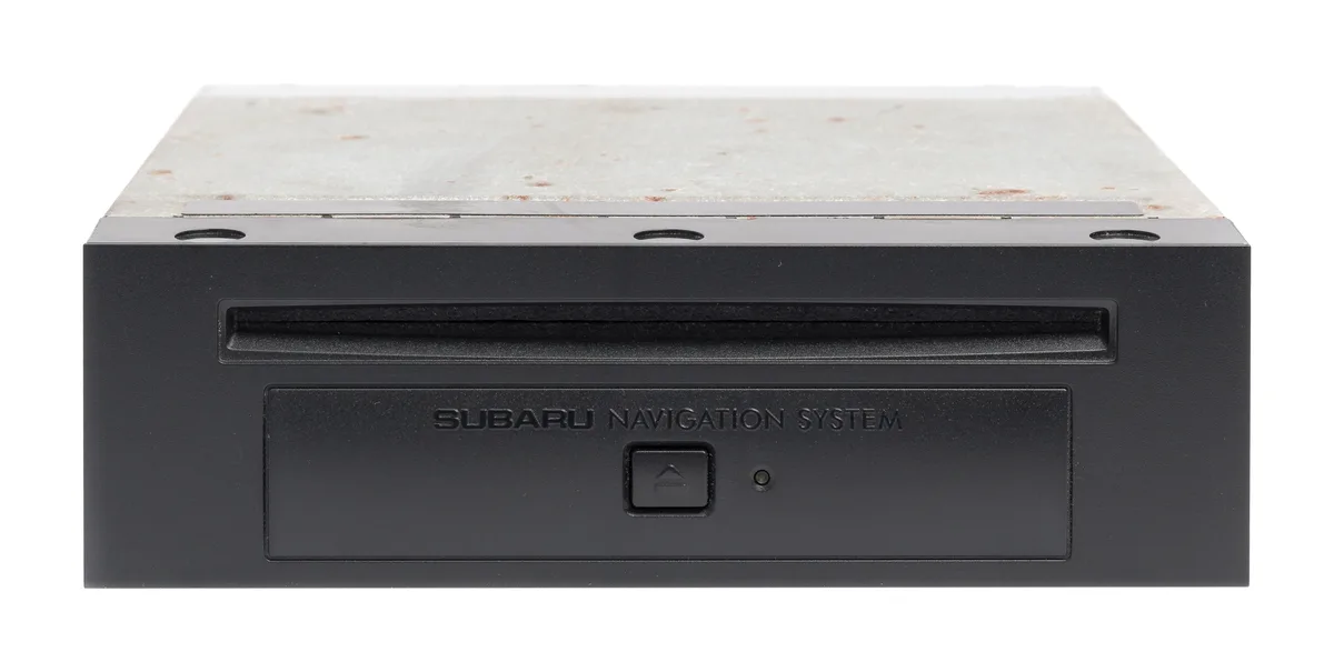 Rectangular black plastic navigation module with multiple connectors visible