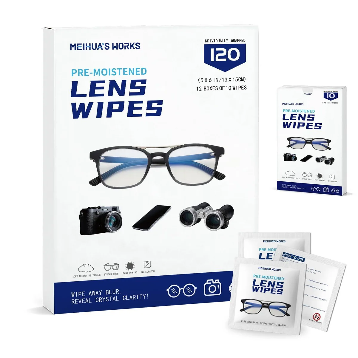  Meihua Glass Care Wipes 120 Count — product photo