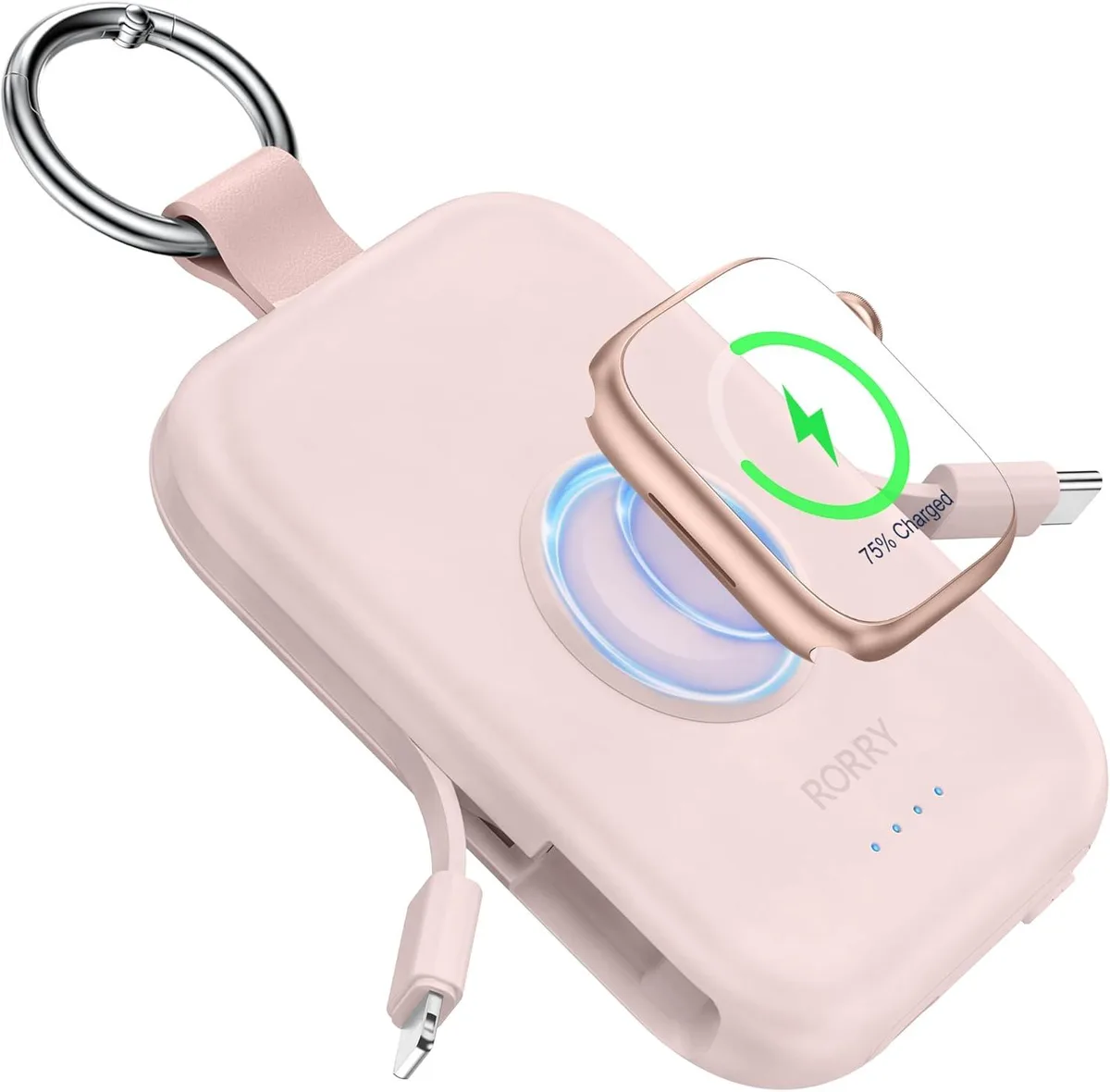 WOOJONG WOOJONG 5000mAh Power Bank with Built-in Cables Pink — product photo