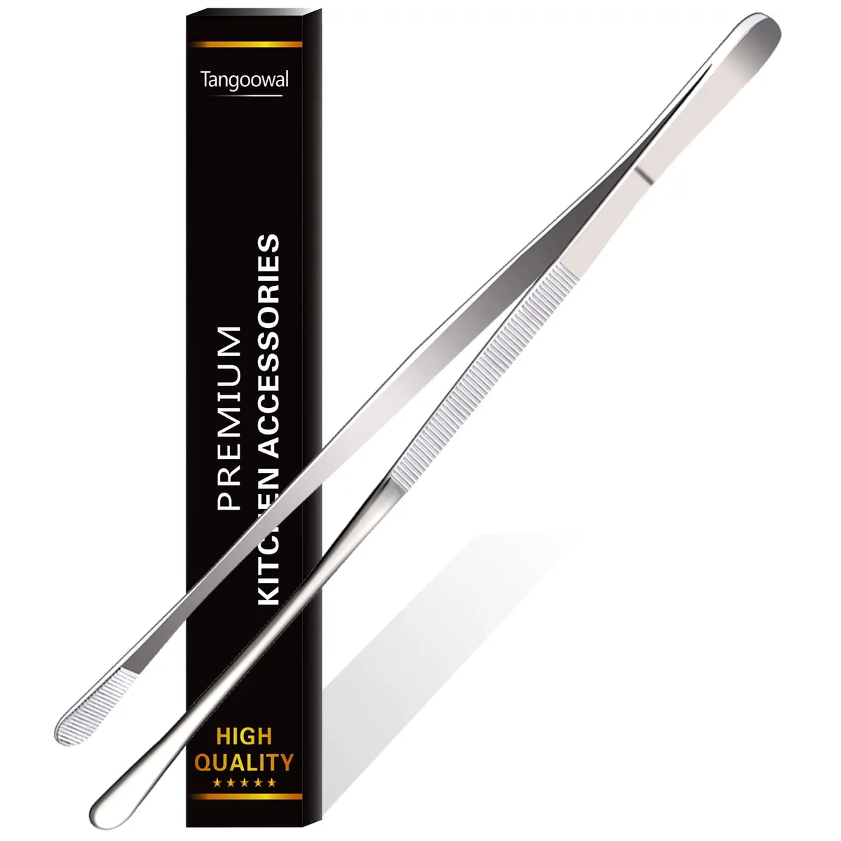 12-inch stainless steel serving tongs with fluted grip and fine tip teeth