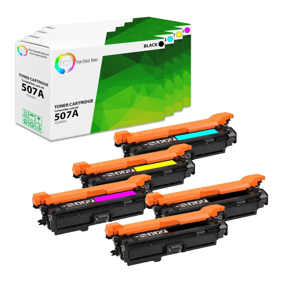 TCT TCT 507A Toner Cartridge 5 Pack CE400A CE401A CE402A CE403A — product photo