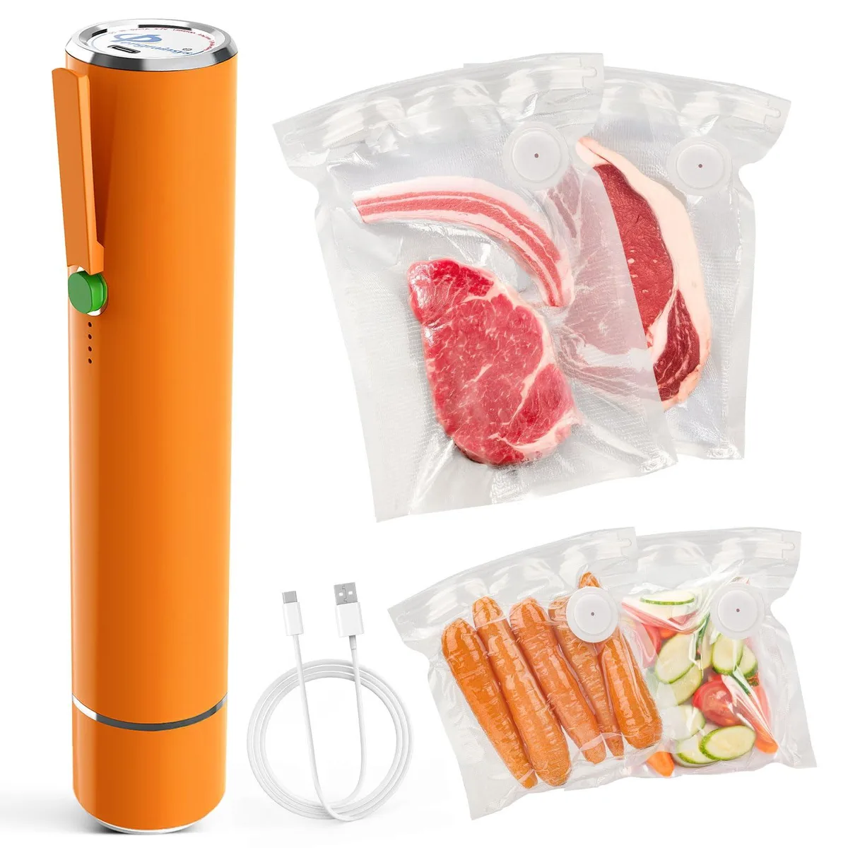  pengrainsys VBAGS Vacuum Sealer Orange 40 Bags 1.5 V 1.9 lb — product photo