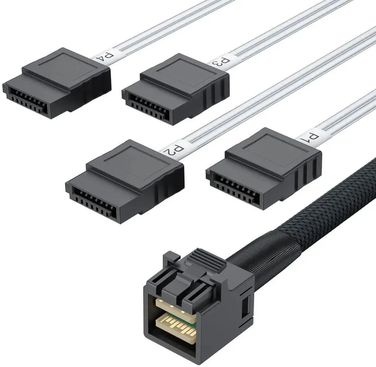 SMUGDESK SMUGDESK MiniSAS HD SFF-8643 to 4 SATA Breakout Cable .5m 1.6ft — product photo