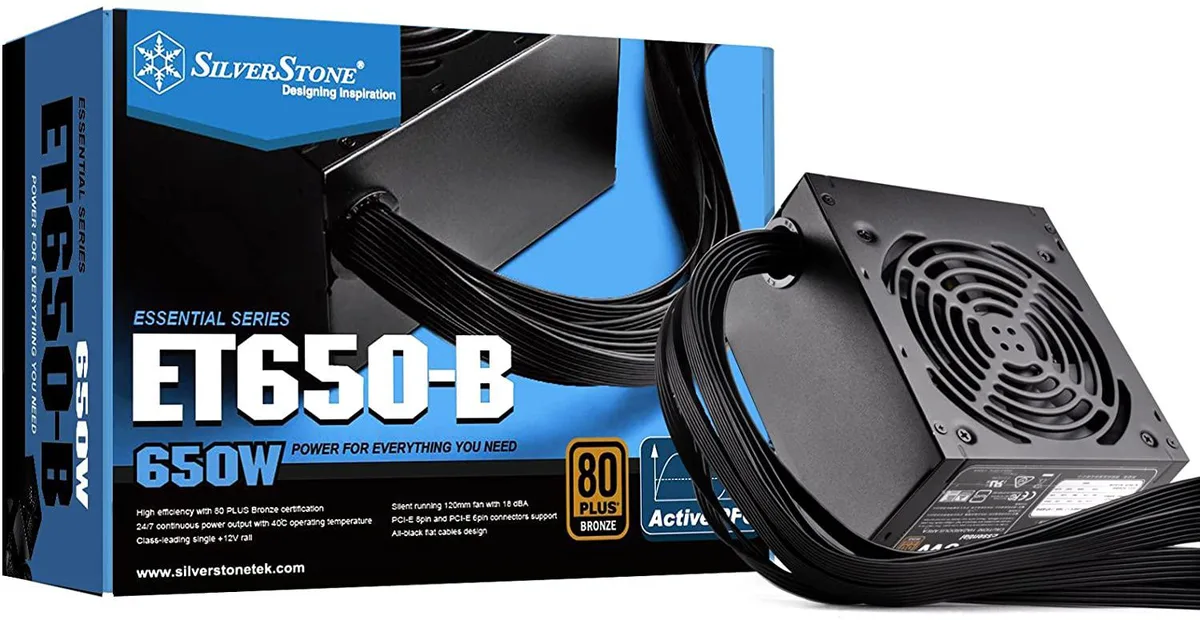 Silverstone Technology SilverStone Technology ET650-B 650 Watt 80 Plus Bronze ATX power supply — product photo