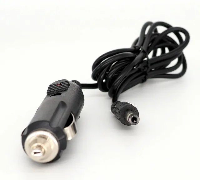 Black 12V car charger cord with plug for 7 to 24 inch TVs