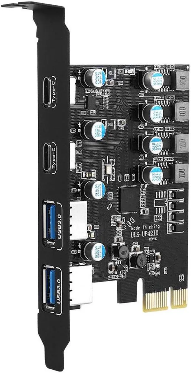 Vszerda Vszerda PCIe x1 to 4 Port USB 3.2 Gen1 Adapter 2x Type-C 2x Type-A — product photo