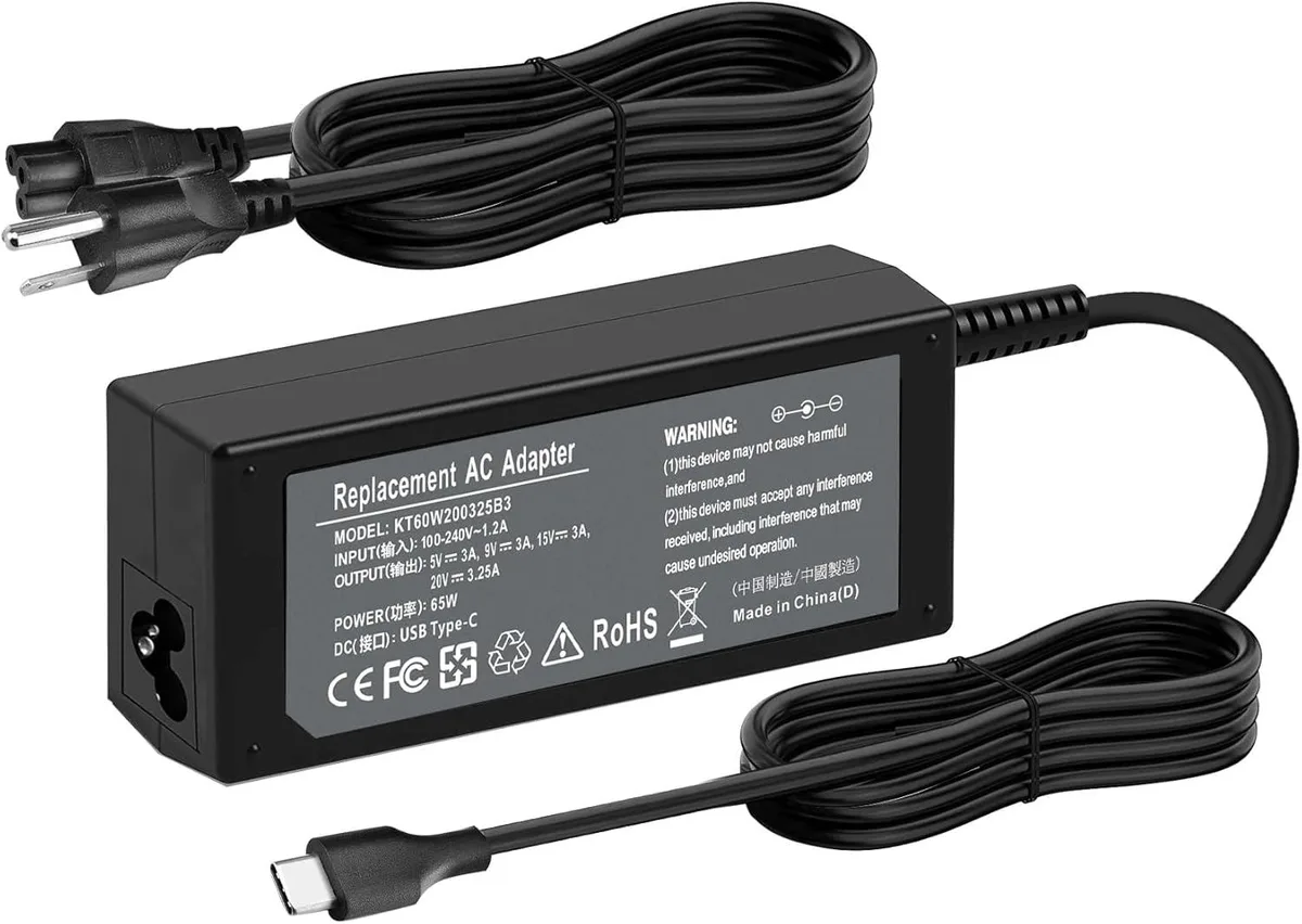 Kenuco Kenuco 65W USB-C laptop charger for Chromebook 3100 3400 Latitude 5420 5520 XPS 12 15 9370 9Q33 — product photo