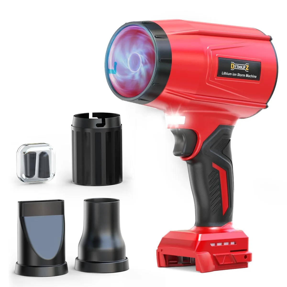 Lightweight cordless leaf blower with ergonomic handle and LED light