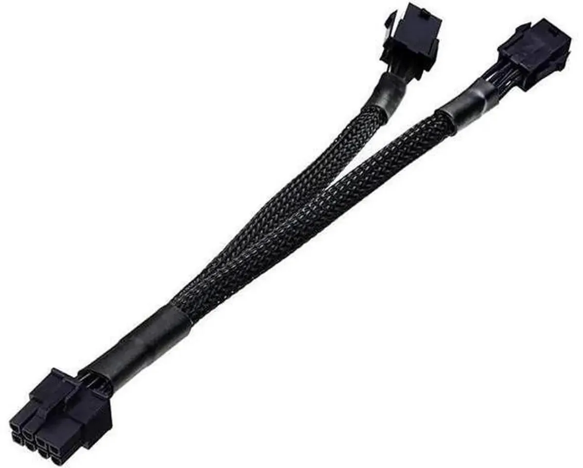 SMUGDESK SMUGDESK Dual 6Pin Female to 8Pin Male Power Splitter Cord 9 Inches Braided — product photo