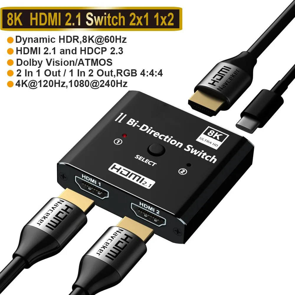 Jansicotek Jansicotek HDMI 2.1 Bidirectional Switch 2 Port Black — product photo
