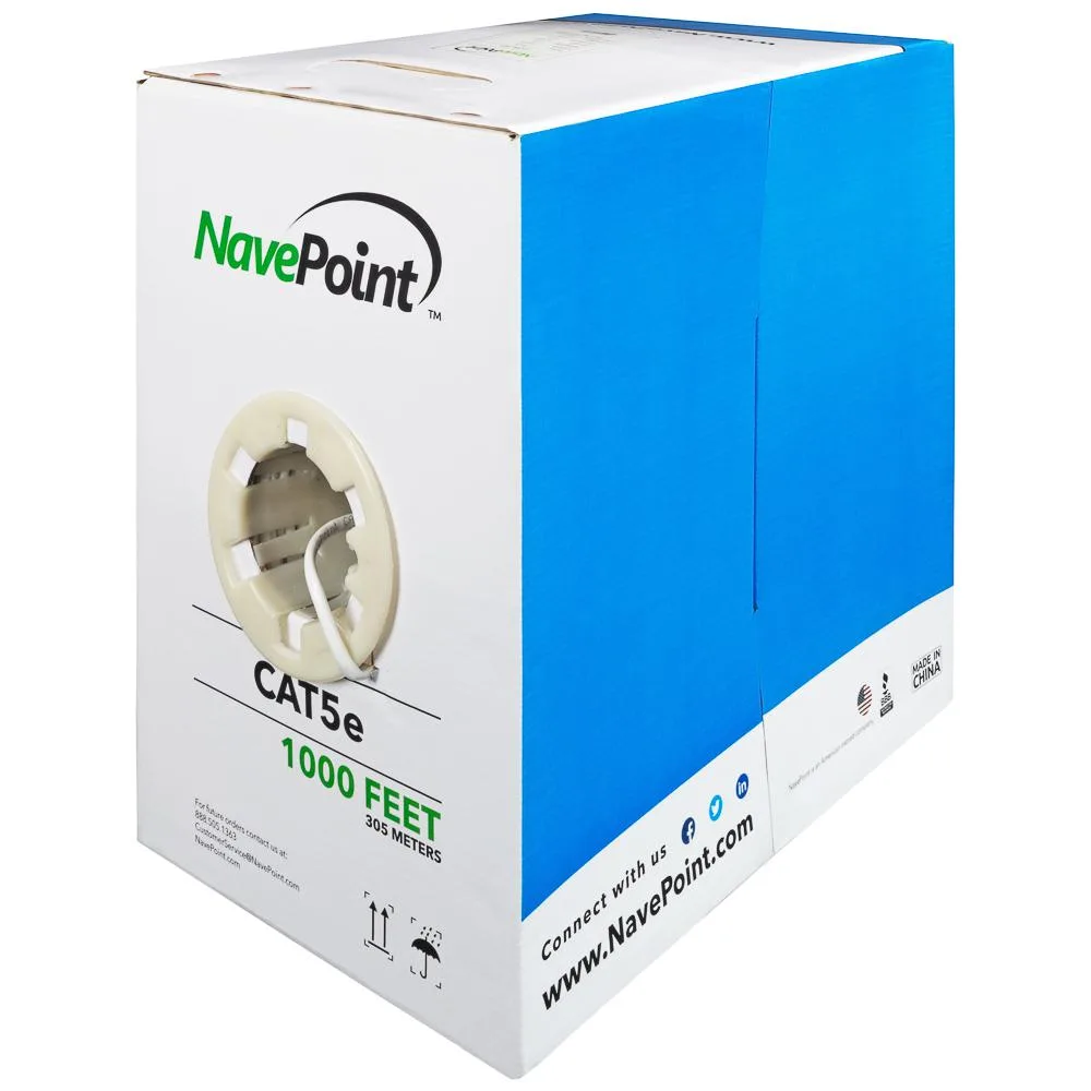 NavePoint NavePoint CAT5e 1000FT CCA UTP Cable Solid 24AWG White 10-pack — product photo