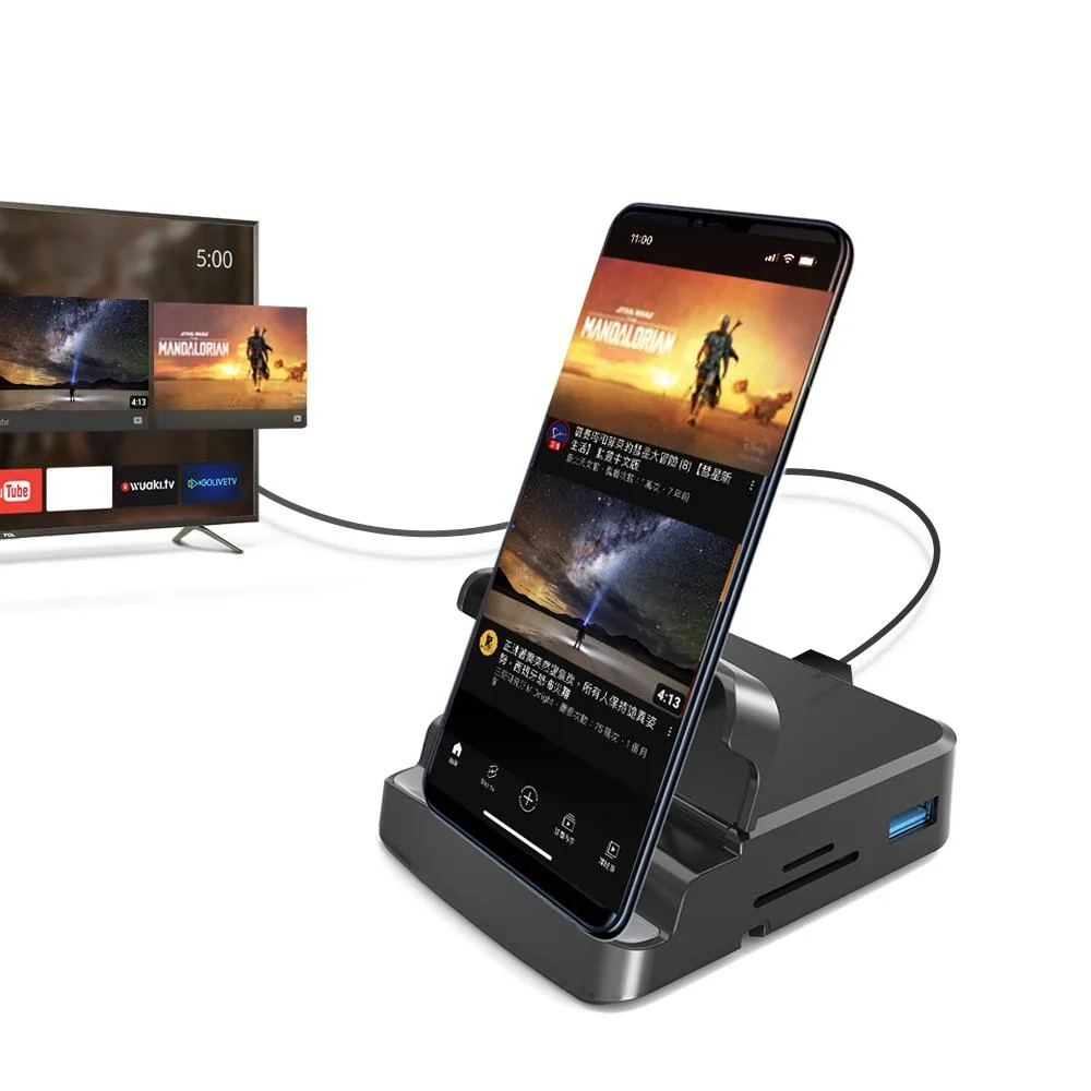 GloryKylin GloryKylin 8-in-1 USB-C Docking Station 4K HDMI Black — product photo