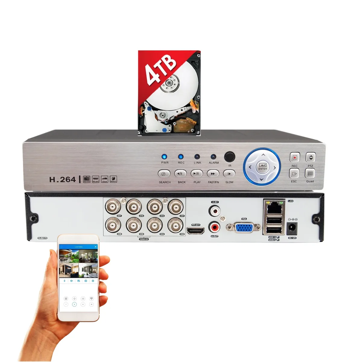 Evertech USA Evertech USA 8 Channel DVR 4TB H.265 Hybrid TVI AHD CVI Analog Video Recorder — product photo