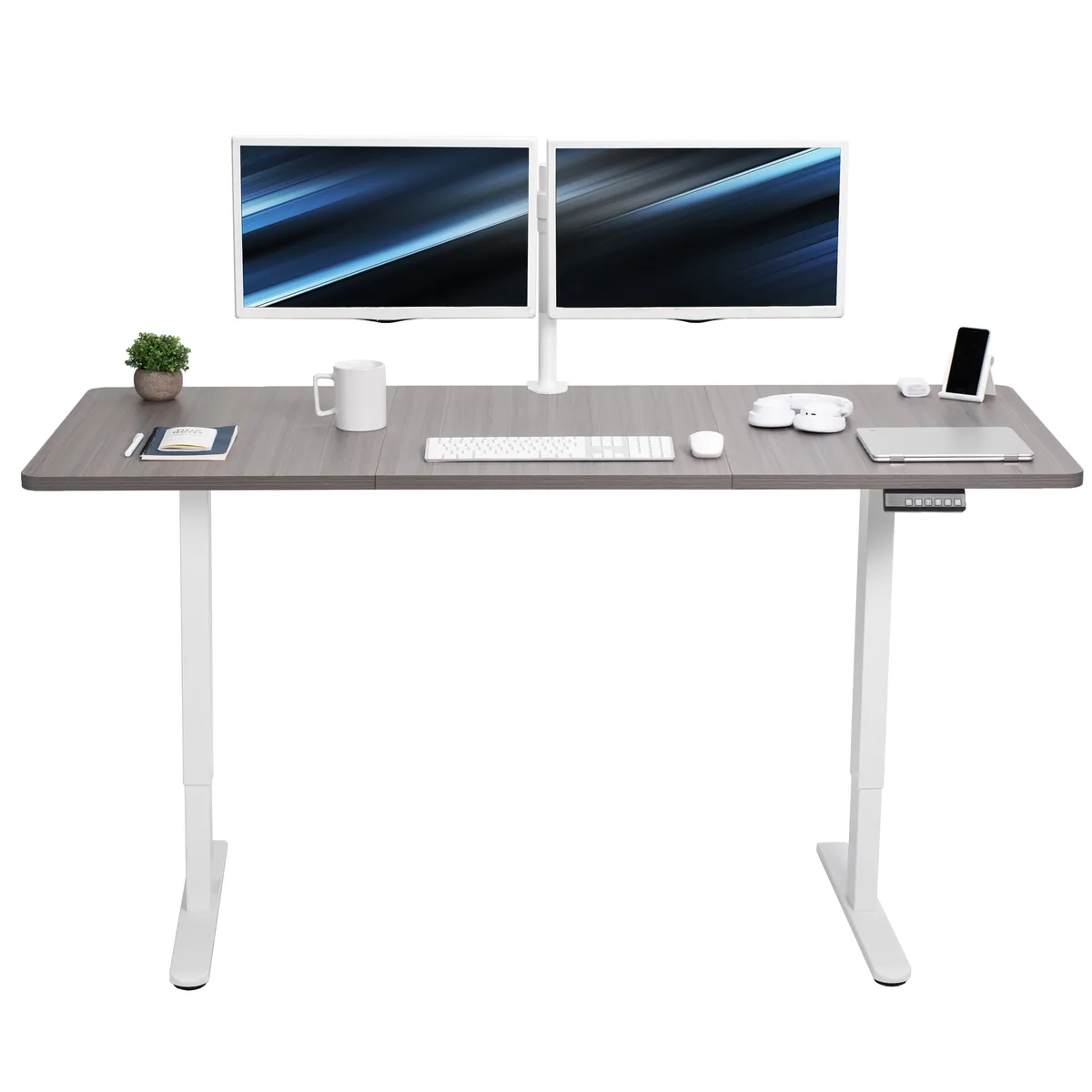 VIVO VIVO Electric Dual Motor Standing Desk 71 x 30 Dark Gray White — product photo