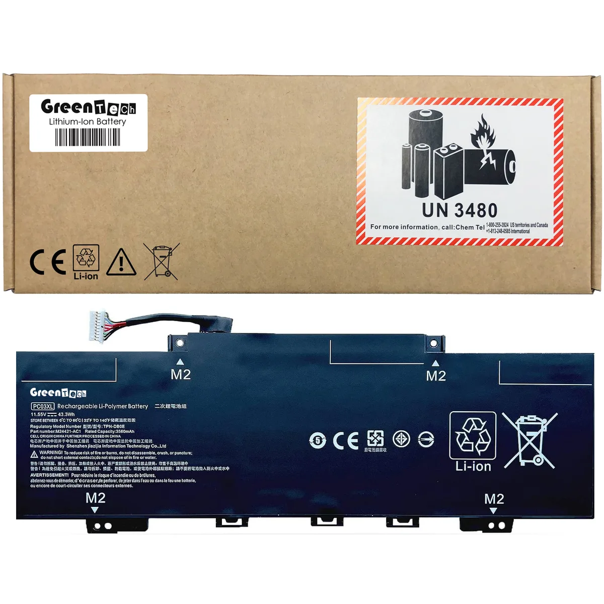 NShi NShi PC03XL 11.55V 43.3Whr 3-cell laptop battery — product photo
