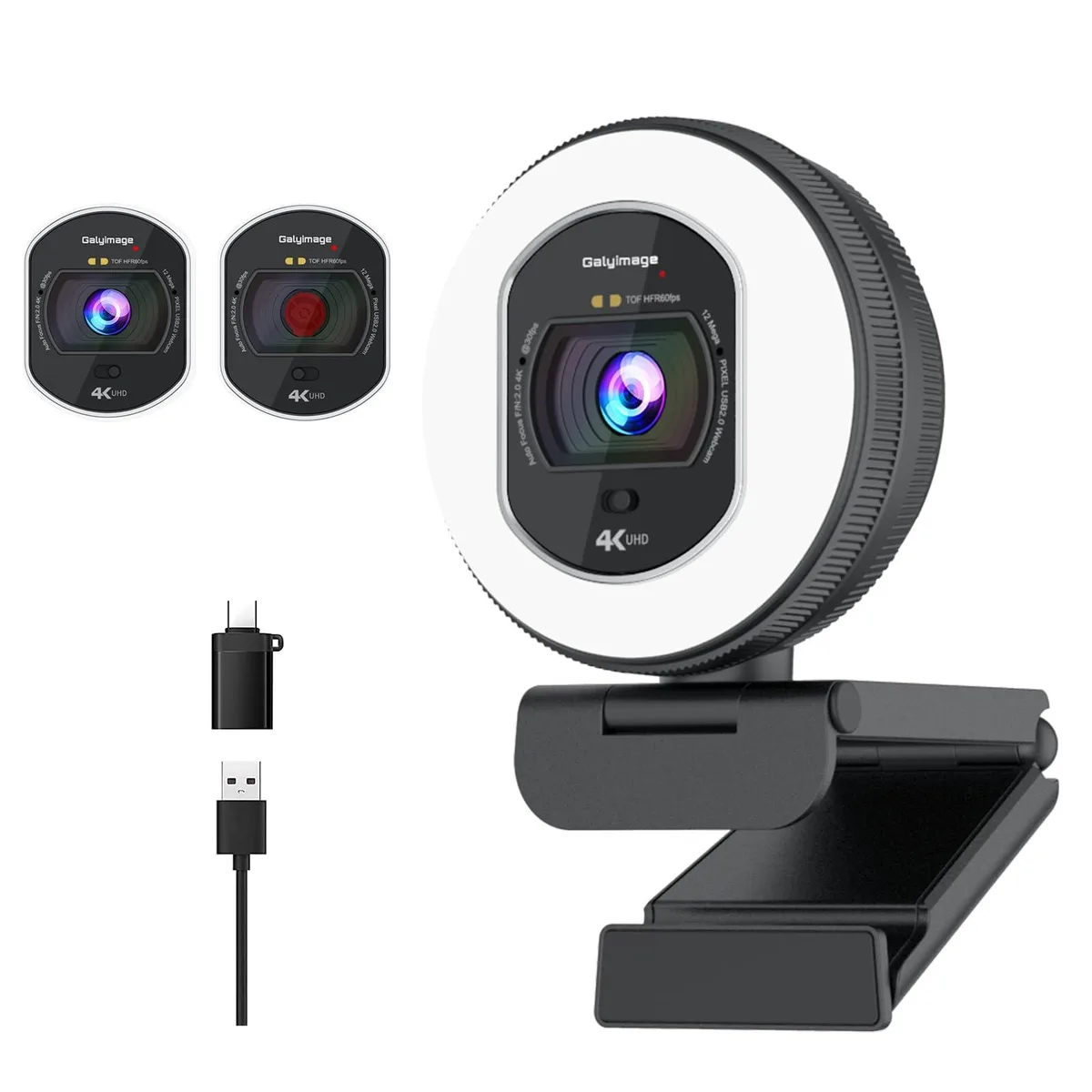  DJI 866MAX 866-1 4K 30FPS 1080P 60FPS USB 2.0 webcam with ring light — product photo