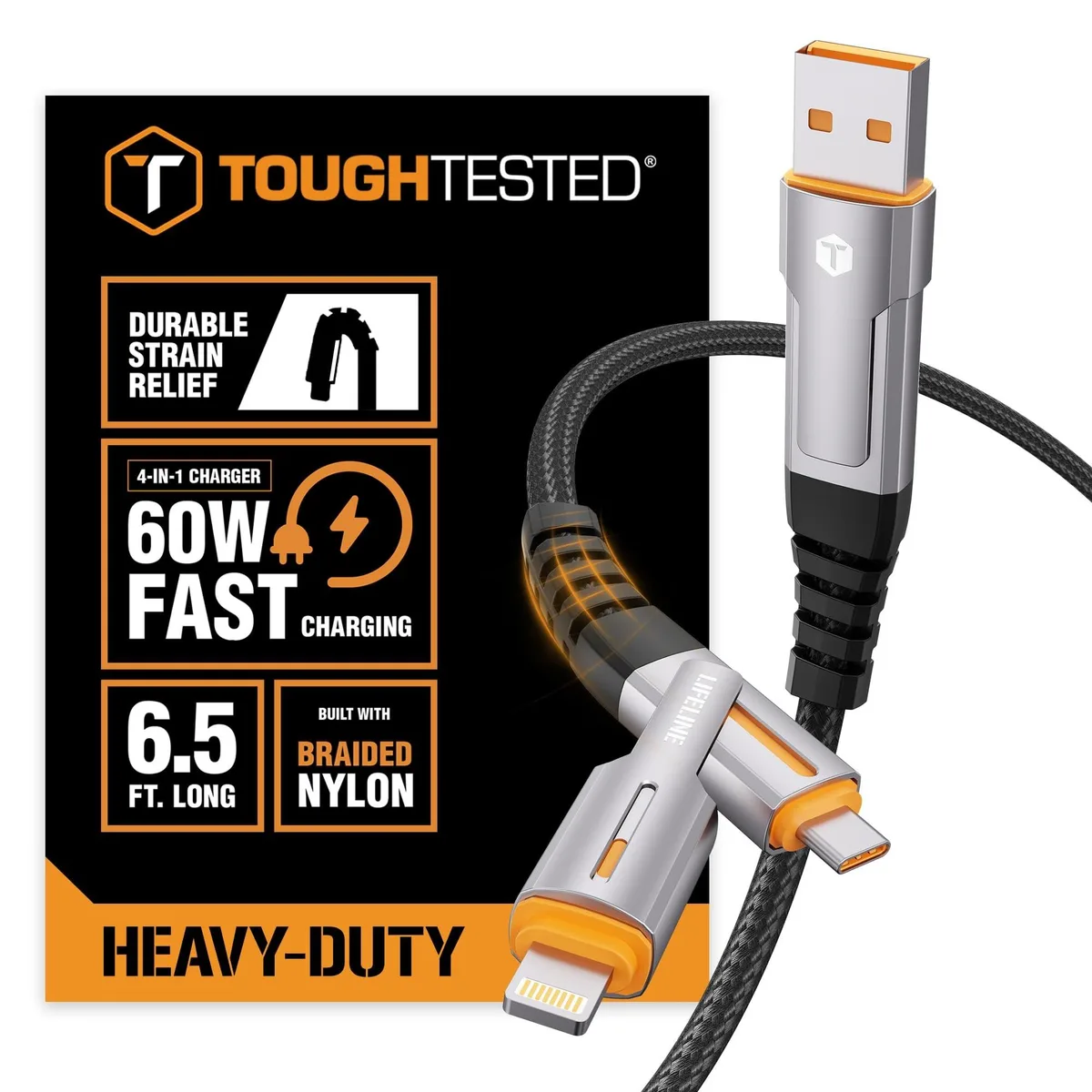 ALSEYE ALSEYE ToughTested 6.5FT 4 in 1 USB C Cable 60W PD 2 in 1 accessory — product photo