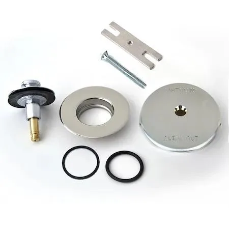 Chrome lift-turn bath stopper with one-hole overflow plate