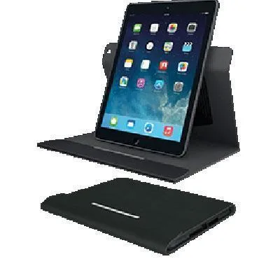 Black polyurethane Logitech Turnaround Case for iPad Air with rotating frame and stand